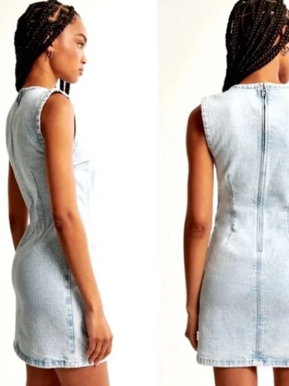 Abercrombie & Fitch Shell Denim Light Wash Mini Dress XS - Picture 2 of 14
